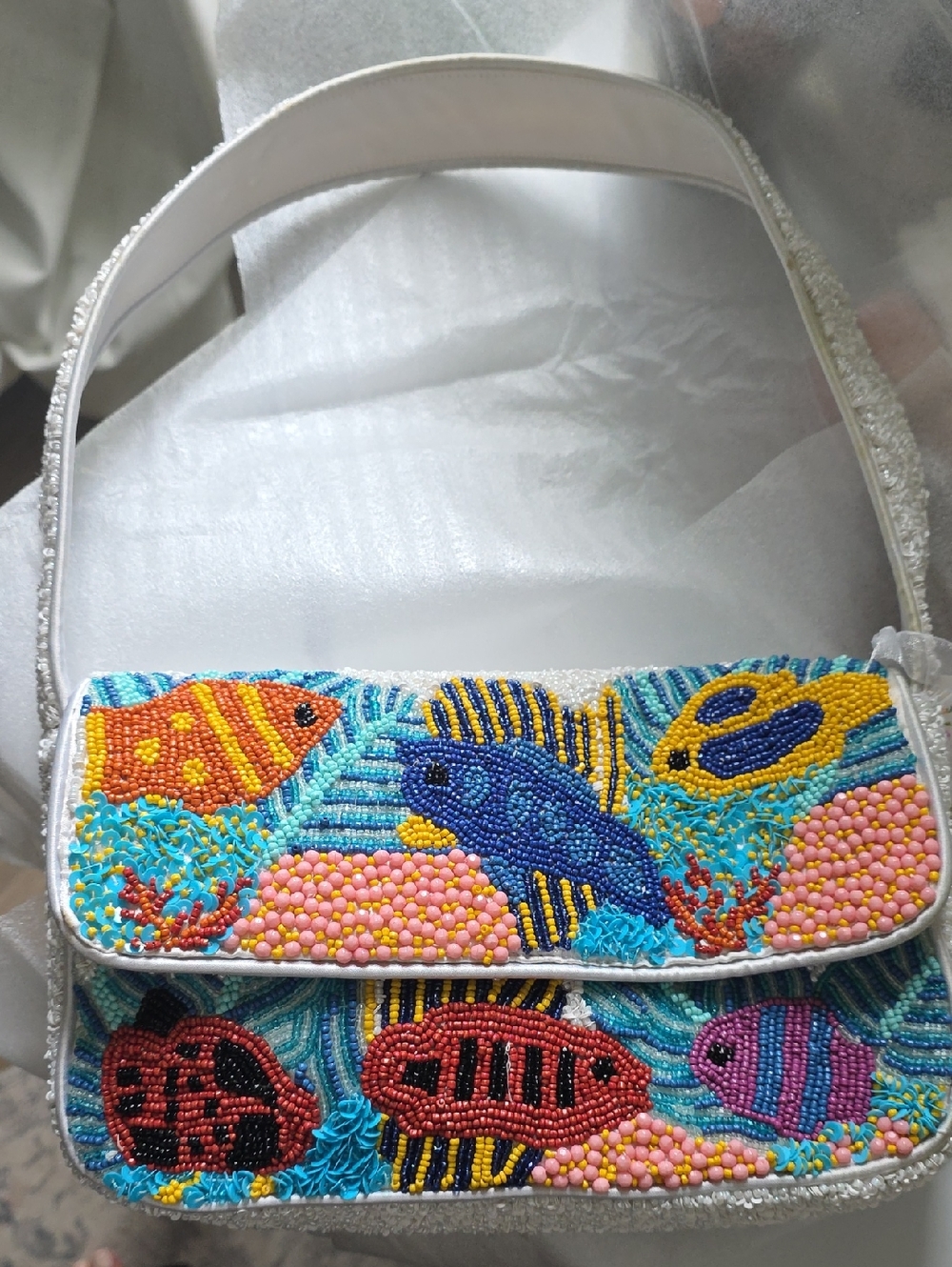 Beaded Tropical Fish Shoulder Bag